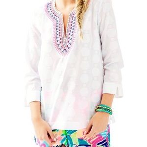 Lilly Pulitzer Amelia Sunburst white tunic top